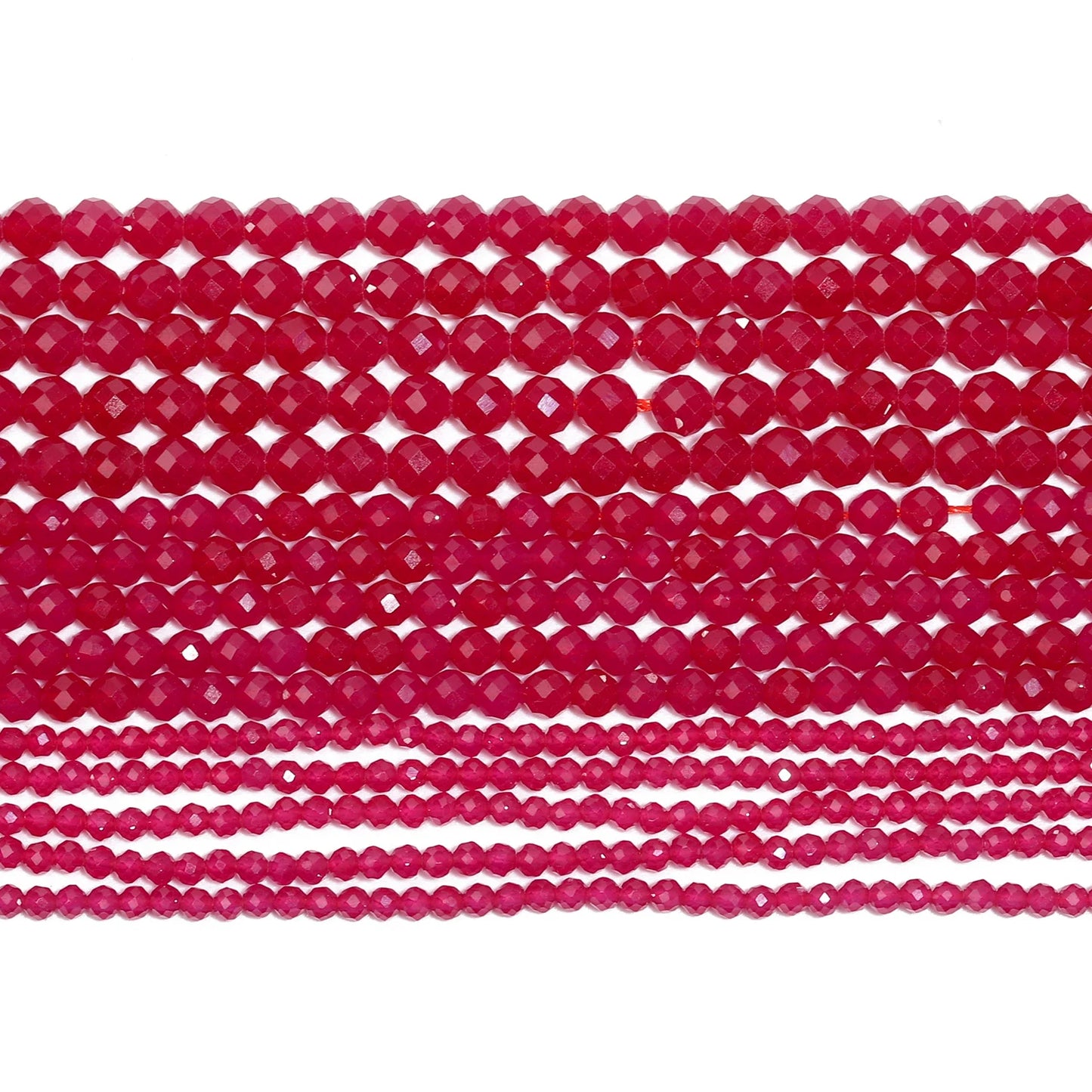 Natürliche Rubin-Korund-Perlen, facettiert, 2, 3, 4 mm, rund, lose Distanzperlen für Schmuckherstellung, DIY, schmales Armband-Zubehör