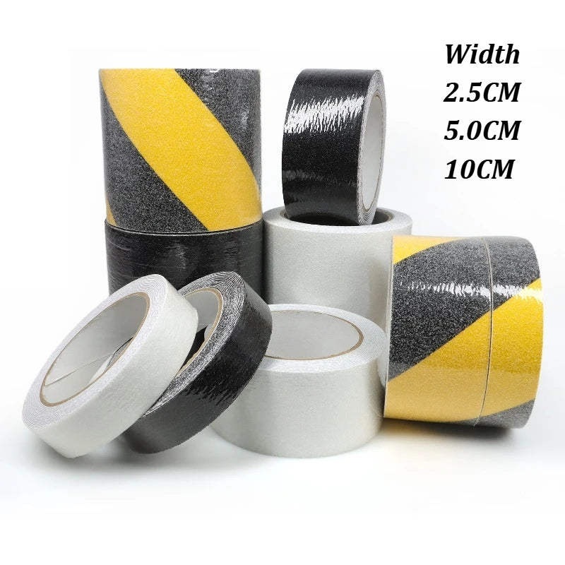 1 Rolle 5 m Anti-Rutsch-Klebeband, Breite 2,5/5,0/10 cm, Anti-Rutsch-Klebeband für Treppen und Stufen, starkes Bodenschleifband, Warnband für Gefahren, Sicherheitsband