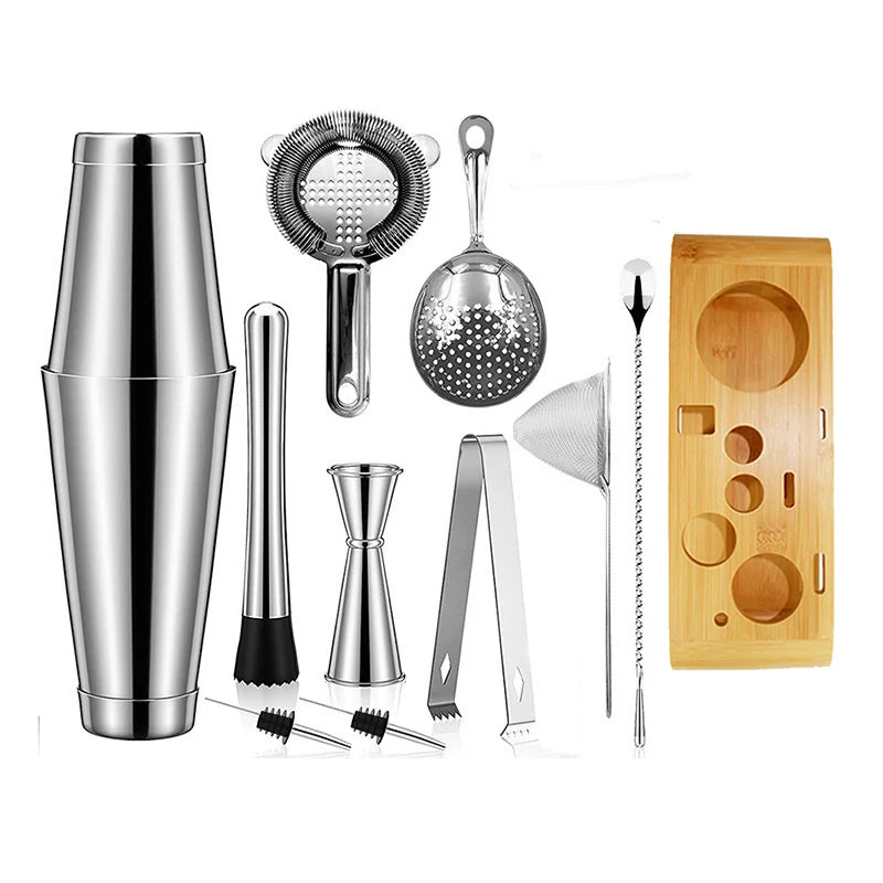 Cocktail Shaker Bar Set: 2 Gewichteten Boston Shaker, Cocktail Sieb Set,Jigger,Muddler und Löffel, eis Tong und 2 Flasche Ausgießer