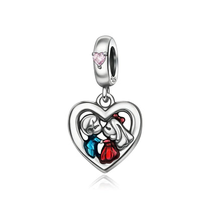 Romantischer 925 Sterling Silber Liebesschlüssel Herz-zu-Herz Charm für DIY Armband Halskette Verlobung Party Geschenke