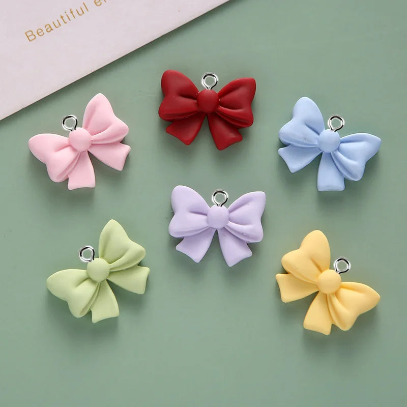 10 Stück süße Schleife Harz Anhänger Macaron Schmetterling Knoten Charms für Schmuckherstellung Zubehör DIY Ohrringe Halskette Schlüsselanhänger
