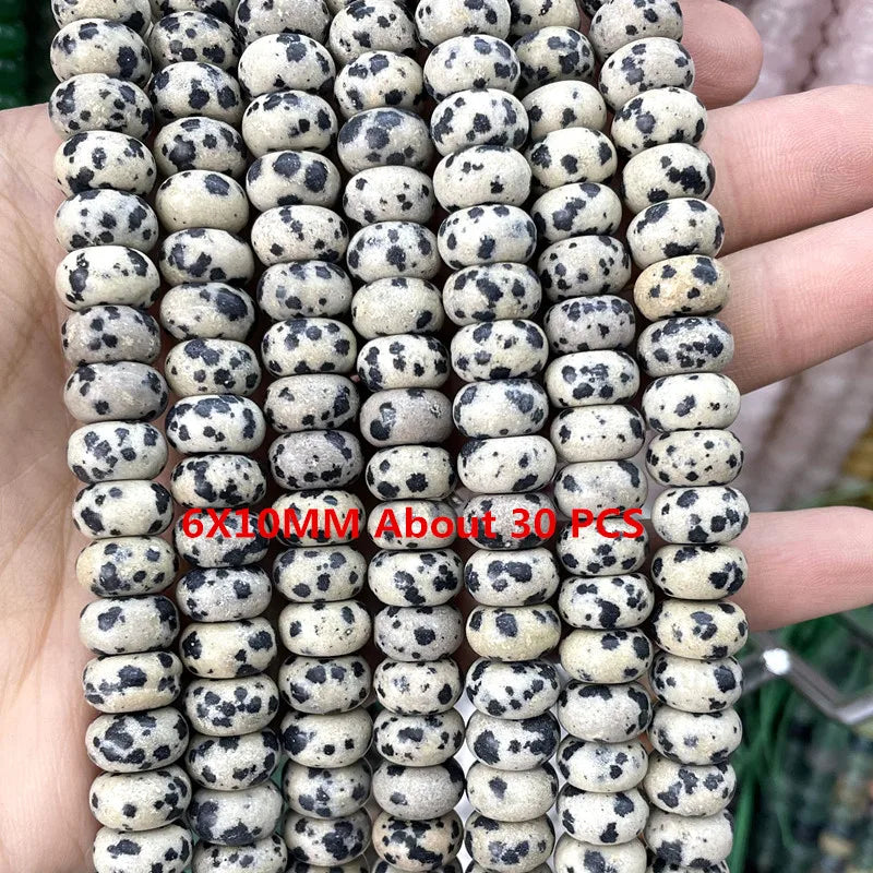 Natürliche Stein Dalmatiner Jaspis Runde Würfel Facettierte Rondelle Lose Spacer Perlen Für Schmuck Machen Charms DIY Armbänder Halskette