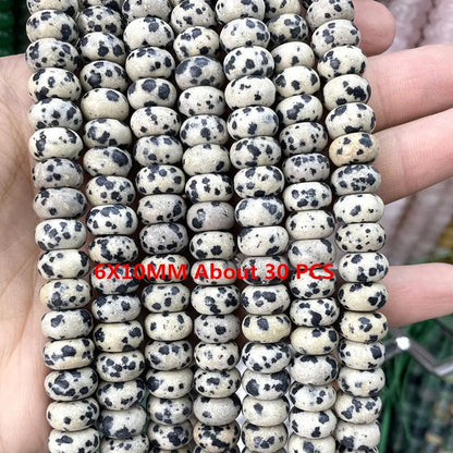 Natürliche Stein Dalmatiner Jaspis Runde Würfel Facettierte Rondelle Lose Spacer Perlen Für Schmuck Machen Charms DIY Armbänder Halskette
