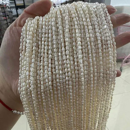 2,8-3,3 mm strahlende natürliche Süßwasserperle Reis funkelnde isolierte Perlen Schmuck machen DIY Halskette Armband Zubehör Hochzeit