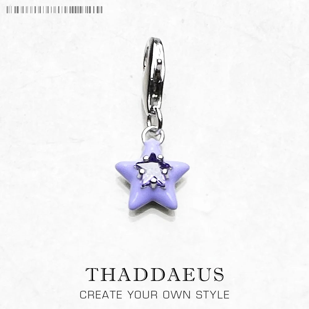 Violette Emaille Stern Anhänger baumeln Charme heiß verkaufen Europa Mode europäische Sterling Silber trend iges Geschenk für Frauen