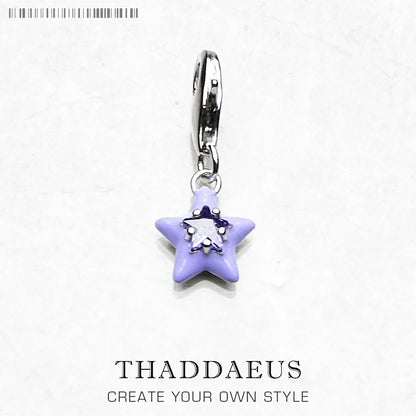 Violette Emaille Stern Anhänger baumeln Charme heiß verkaufen Europa Mode europäische Sterling Silber trend iges Geschenk für Frauen