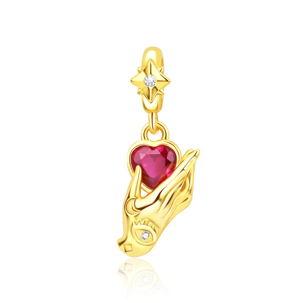 Original funkelnde Charm-Perlen aus 925er-Sterlingsilber, Gold, Rose, heller Stern, Herz, passend für Armbänder, DIY-Jubiläums-Schmuck, Geschenk