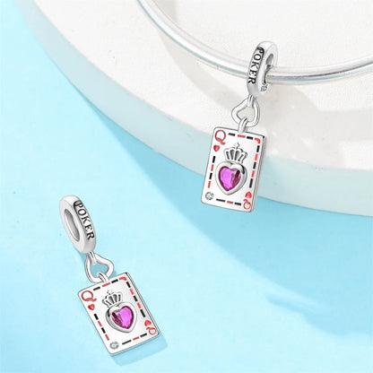 Geheimnisvoller Charm-Anhänger aus 925er-Sterlingsilber mit Hexen- und Tarotkarten-Spielkarten, passend für DIY-Armbänder, Halsketten, die als Glücksgeschenk wünscht