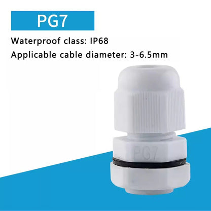 PG7-PG36 Kabelverschraubung, Kabeleingang, IP68, wasserdicht, weißes Nylon-Kunststoff-Anschlussstück