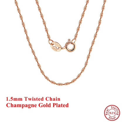 Effie Queen Charm S925 Silber 1,5 mm 14 Karat Gold Twisted Curb Rope Chain Choker Halskette Herren Damen Halskette Einfacher Schmuck SC02
