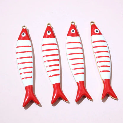10 Stück 40x8mm Edelstahl Emaille Fisch Charms Anhänger DIY Schmuck Making Zubehör Erkenntnisse für Halsketten Ohrringe Armbänder