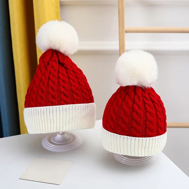 Weihnachten Weihnachten Santa Neujahr Hut Outdoor Winter Warme Häkeln Stricken Mützen Schädeldecke Pompom Kappe Motorhaube Party Geschenke Für Erwachsene Kinder