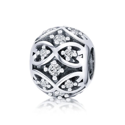 BAMOER Familien-Charm aus echtem 925er-Sterlingsilber mit blauen Kristallen, passend für Armbänder und Armreifen
