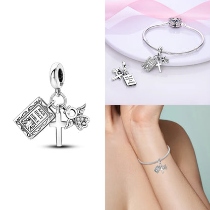 Neue Charms-Perle aus 925er-Sterlingsilber, rosa Schmetterling, leuchtende Glühwürmchen, baumelnd, passend für Armreifen, Halskette, DIY-Schmuck, Frauen-Geschenk