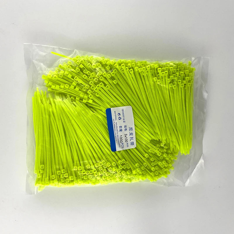 Fluor zierend grün/hellgrün Nylon Kabelbinder Farbe Kunststoff 3*100