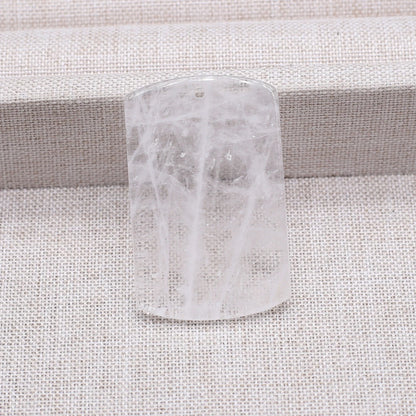 Charms Naturstein-Anhänger, rechteckig, natürlicher Rosenquarz-Kristall-Anhänger für die Herstellung von DIY-Schmuck-Halsketten, 25 x 40 mm