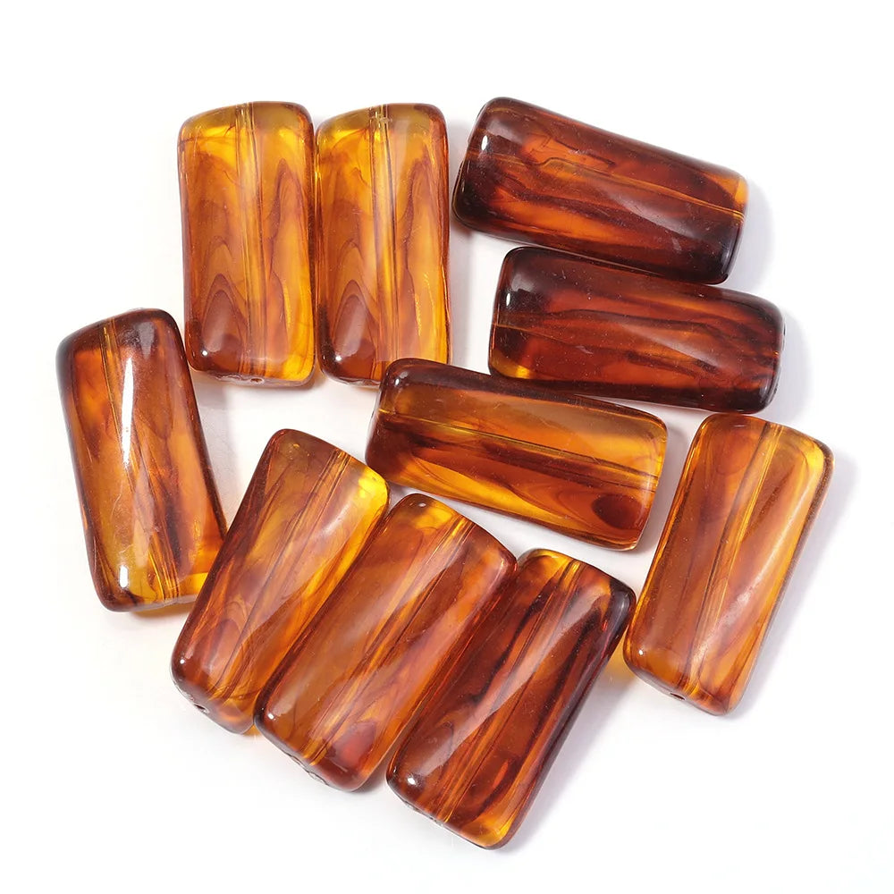 10–100 Stück quadratische Herzröhre, rund, bernsteinfarben, Acryl, lose Abstandshalter, Perlen für DIY-Schmuckherstellung, Armband, Anhänger, Zubehör