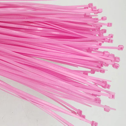 250 Stück selbstsichernde Kabelbinder-Set aus rosa Nylon, 3 Größen, 100 cm, 150 cm, 200 cm, für Kabelmanagement-Kabelbinder für Zuhause und Garten