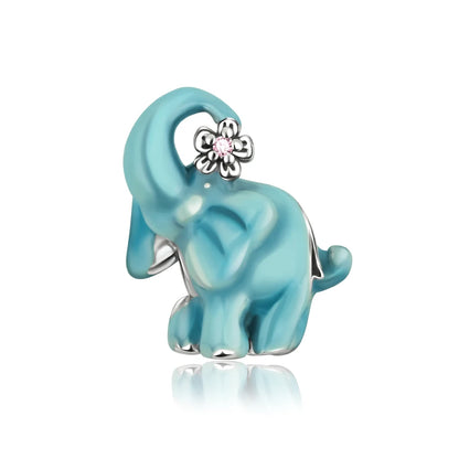 Animal Series Charms aus 925er-Sterlingsilber, Kaninchen, Katze, Pfau, Elefant, Türkei, Hund, passend für DIY-Armbänder, Halsketten, niedliche dekorative Geschenke