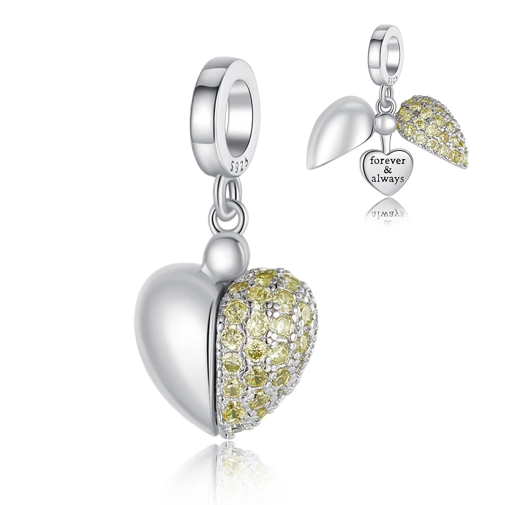 Romantischer 925 Sterling Silber Liebesschlüssel Herz-zu-Herz Charm für DIY Armband Halskette Verlobung Party Geschenke