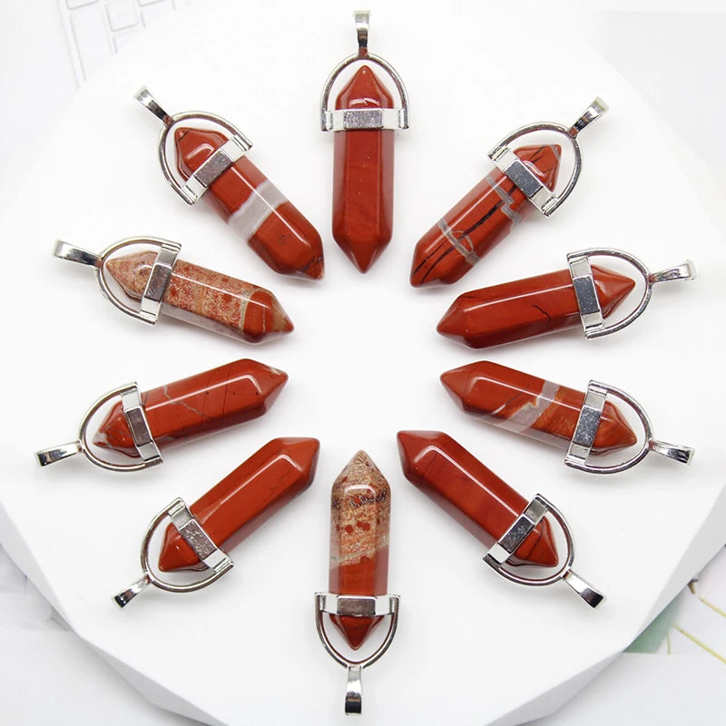 24 stücke Natürliche Stein Achate Quarz Kristall Anhänger Für Halskette Charme Fluorit Sechseckigen Anhänger DIY Schmuck Machen Zubehör