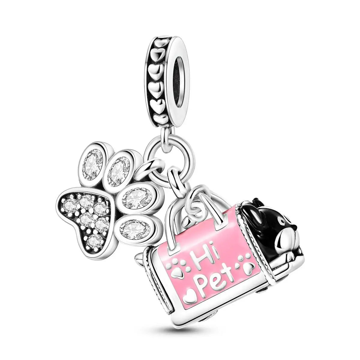 Versilberte Katzenpfote, Zauberwürfel, Blumen-Charms, Anhänger, passend für Original-Armbänder, DIY-Modeschmuck