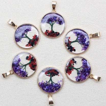12 Stück Mix Stein Amethyst Lapislazuli Kristall Herz Lebensbaum Anhänger für DIY Herstellung Naturstein Halskette Ohrring Zubehör