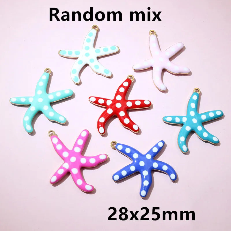 10 Stück 2 Größen Edelstahl Seestern Charms Anhänger Emaille DIY Schmuck Herstellung Zubehör Zubehör Zubehör Armband Halskette Ohrringe