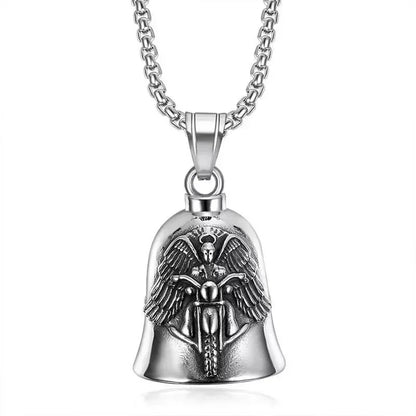 Vintage Christian Jesus Kreuz Glocke Anhänger Motorrad Glocke Halskette Punk Biker Religiöser Exorzist Glücksschmuck für Herren