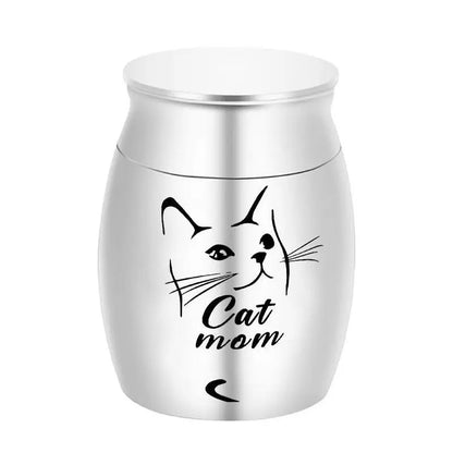 Stainless Steel Pet Urns, Small Face Print, Memorial Urn, Dog and Cat Ash Holder, Urn for Human Pet Ashes, Blue/Black