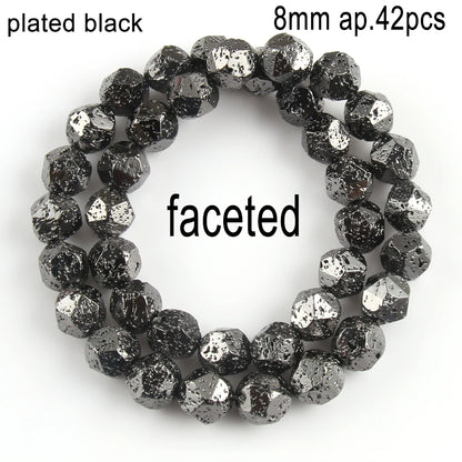 Schwarze vulkanische Lavagesteinperlen, Mineralperlen, Charms, Rohrwürfel, runde geometrische Formperlen für Schmuckherstellung, DIY-Armband