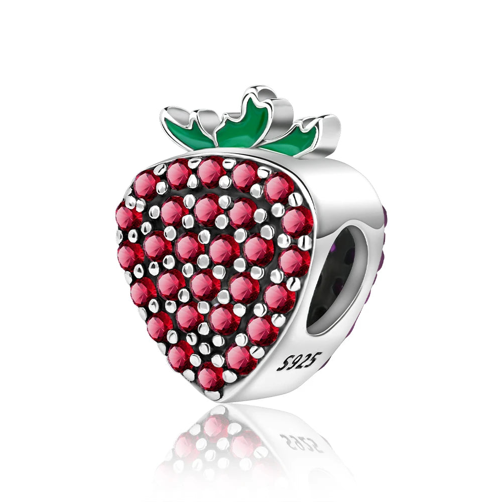 Rote Serie 925er Sterlingsilber Kamera Apfel Herzförmiger Koi Feuerwerkskörper Gott Reichtum Charm Passend für DIY Armband Halskette Partygeschenke