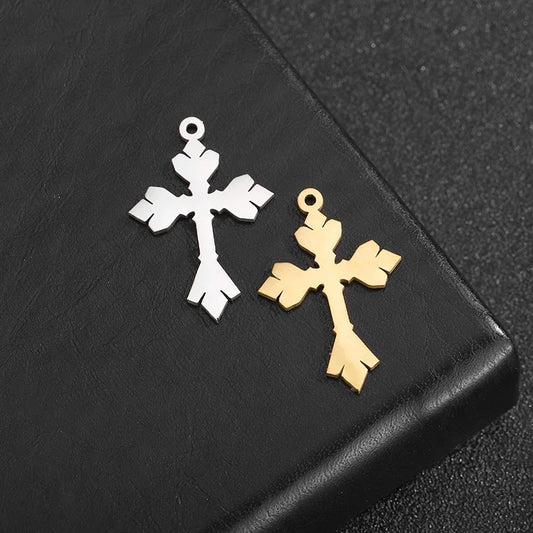 10 Stück/Lot Neue Edelstahl-Kreuzanhänger für Schmuckherstellung Kreuz-Schmuckherstellungs-Charms Zubehör
