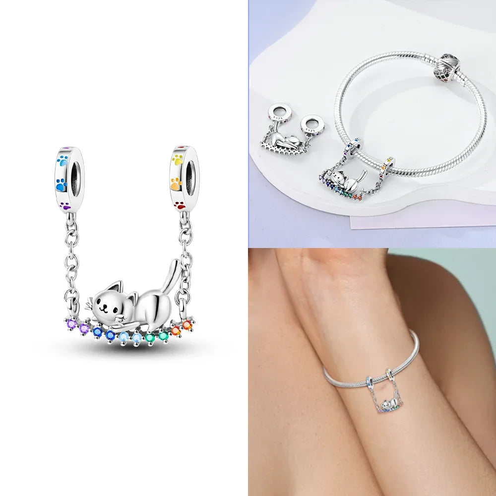 Neue Charms-Perle aus 925er-Sterlingsilber, rosa Schmetterling, leuchtende Glühwürmchen, baumelnd, passend für Armreifen, Halskette, DIY-Schmuck, Frauen-Geschenk