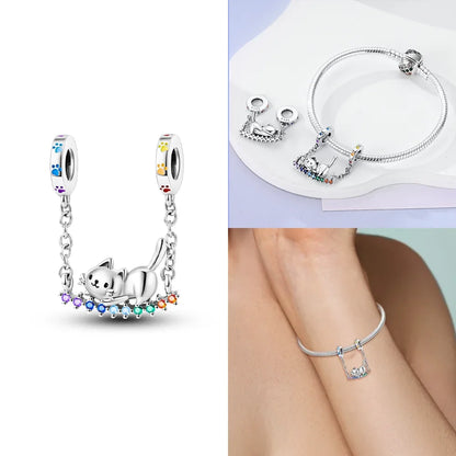 Neue Charms-Perle aus 925er-Sterlingsilber, rosa Schmetterling, leuchtende Glühwürmchen, baumelnd, passend für Armreifen, Halskette, DIY-Schmuck, Frauen-Geschenk