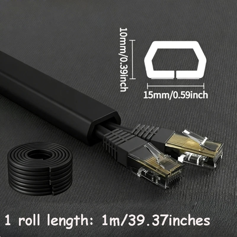 1 Rolle langer, selbstklebender Kabelschutz, Kabelabdeckung für Kabel an Wänden, Böden, aus PVC-Material, einfache Installation