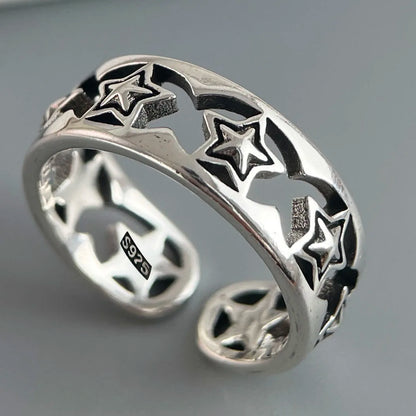 Ringe aus 925er-Sterlingsilber für Damen, Paare, minimalistisch, handgefertigt, schlicht, Retro-Blumen-Herz-Ring, edler Schmuck, Geschenk, verhindert Allergien