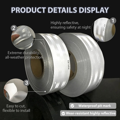 Weißes reflektierendes Klebeband DOT-C2, Sicherheitswarnung, klebriger Straßenaufkleber, wasserdichter reflektierender Streifen für LKW, Van
