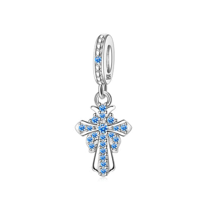 Blaue Serie 925 Sterling Silber Globus Schneeflocke Tanzschuhe Krone Charm Passend für DIY Armband Halskette Elegante Partygeschenke