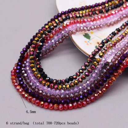 4 mm Farbschema, 6 Stränge/Beutel, Rondelle-Kristallglasperlen, facettierte lose Distanzperlen für Schmuckherstellung, Schmuck, DIY-Halskette