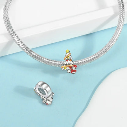 Frohe Weihnachten-Charm aus 925er-Sterlingsilber, Kiefernbaum, Weihnachtsmann, Schneehaus, passend für DIY-Armbänder, Halsketten, Urlaubs- und saisonale Geschenke