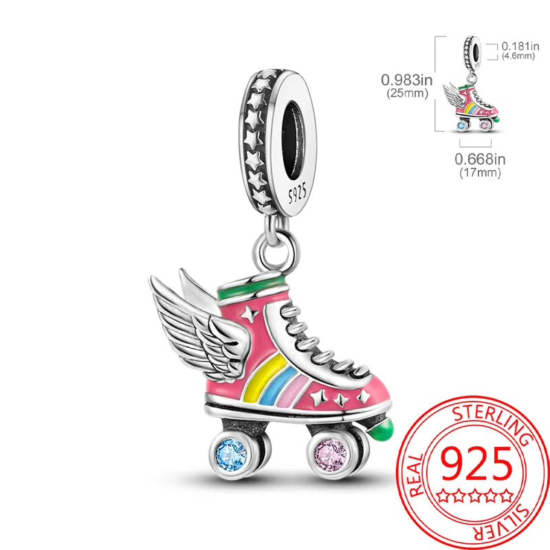 Neue Kollektion aus 925er-Sterlingsilber, Winterserie, Skaten, Schlittschuh-Charm, passend für DlY-Armbänder, Halsketten, Schmuck, feine Geschenke