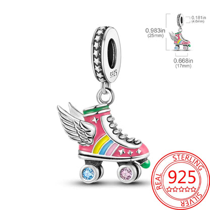 Neue Kollektion aus 925er-Sterlingsilber, Winterserie, Skaten, Schlittschuh-Charm, passend für DlY-Armbänder, Halsketten, Schmuck, feine Geschenke