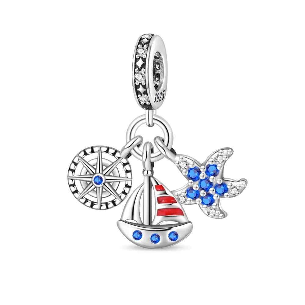 Gemütlicher Charm aus 925er-Sterlingsilber für Strandausflüge, hawaiianischer Bikini, Surfen, Kokosnussbaum, passend für DIY-Armbänder, Halsketten, Reisesouvenirs