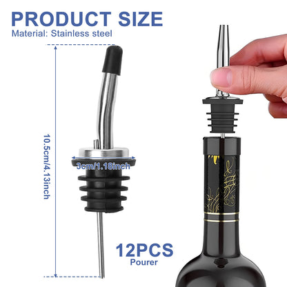 12Pcs Edelstahl Schnaps Flasche Ausgießer Flasche Düse Ausgießer Öl Fluss Wein Flasche Ausgießer Stopper Küche Bar Zubehör