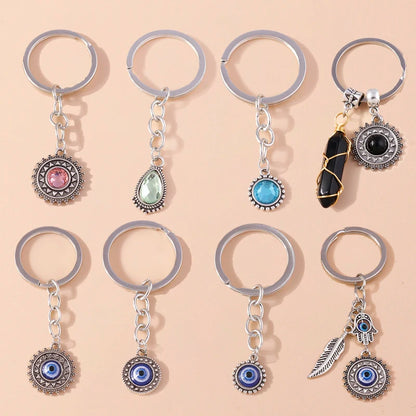 Retro Truthahn Glück bösen Blick Schlüssel bund Edelstein Kristall Schlüssel ring Anhänger für Auto Schlüssel halter Handtasche Dekor DIY Schmuck Geschenke