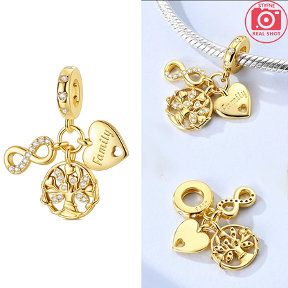 Original funkelnde Charm-Perlen aus 925er-Sterlingsilber, Gold, Rose, heller Stern, Herz, passend für Armbänder, DIY-Jubiläums-Schmuck, Geschenk