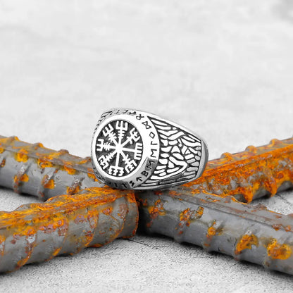 Vintage Edelstahl Wikinger Amulett Ring Nordischer Kompass Runen Männer und Frauen Ringe Teenager Multi Style Schmuck Freund Geschenk