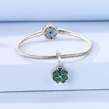 Glücksbringer aus 925er-Sterlingsilber mit vierblättrigem Kleeblatt, Hufeisenkrabbe, Marienkäfer-Zahlen-Charm, passend für DIY-Armbänder, Halsketten, Gesundheit, Glücksgeschenke