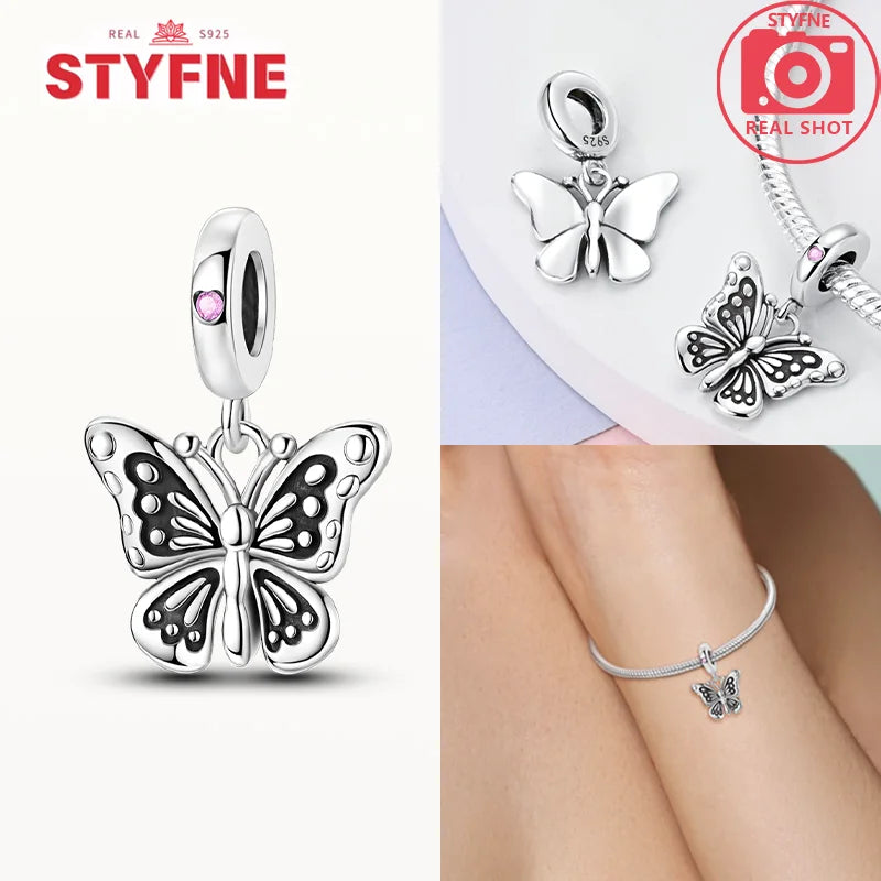 Neue Silber 925 Blaue Libelle Schmetterling Charms Perlen Fit Original Armband für Frauen DIY Edlen Schmuck Zubehör Perlen Geschenke